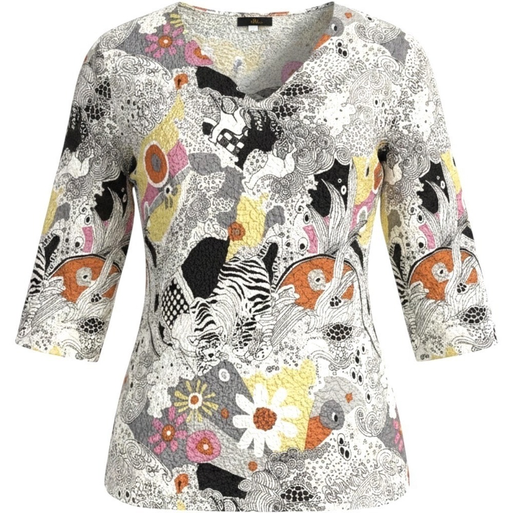 Ubu Abstract Psychedelic Crinkle‎ Artsy Art To Wear Tunic Top Womens XL Vintage